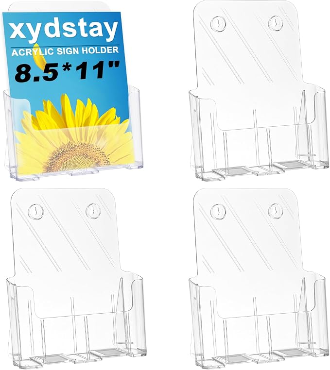 xydstay Acrylic Brochure Holder 8.5x11 Inches Slant Back Design, Plastic Table by xydled