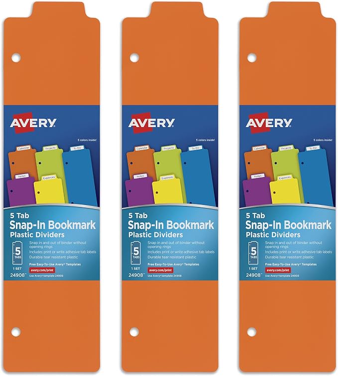 Avery Snap-In Plastic Bookmark Dividers by Avery