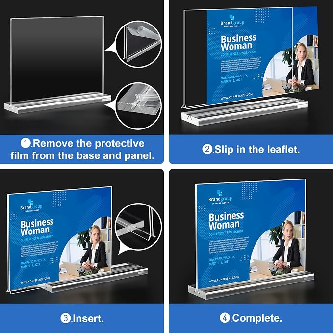 Acrylic Sign Holder 6x4, 6 Pack Clear Sign Holder Double Sided Table Menu - Image 6