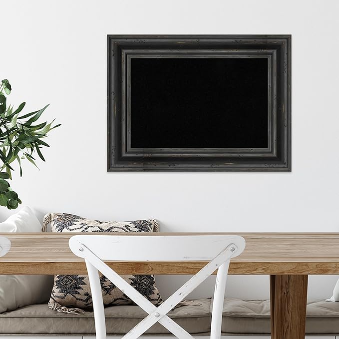 Amanti Art Black Cork Board for Wall, 17x23 Vision Board with Black Wood Frame, Small Corkboard Office Decor for Home Organization, Country Rustic Corkboard Pinboard to Display Items for Home-DeskLoop Office