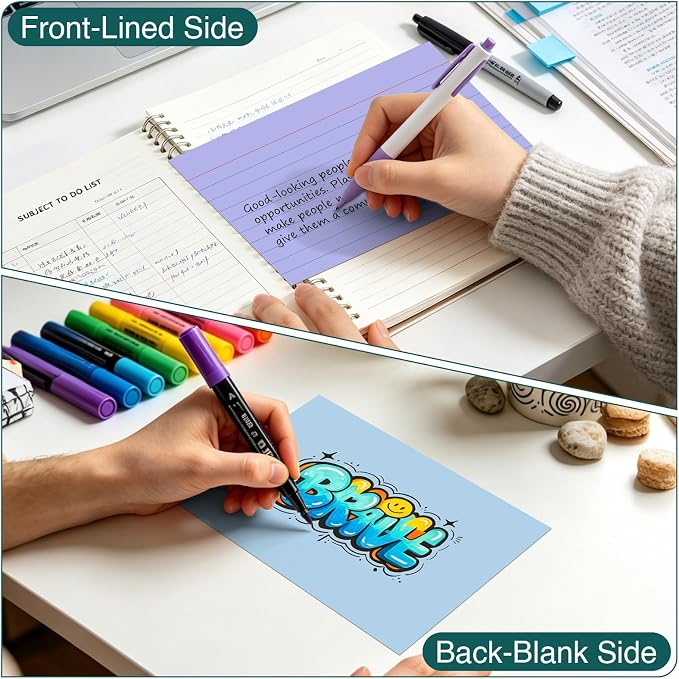 Index Cards 5x8, 200 Sheets, Ruled Color Flash Cards - Image 4