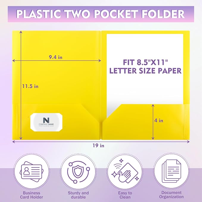 pmybupo Plastic 2-Pocket Folders, 8.5x11 Document Folders - Image 2
