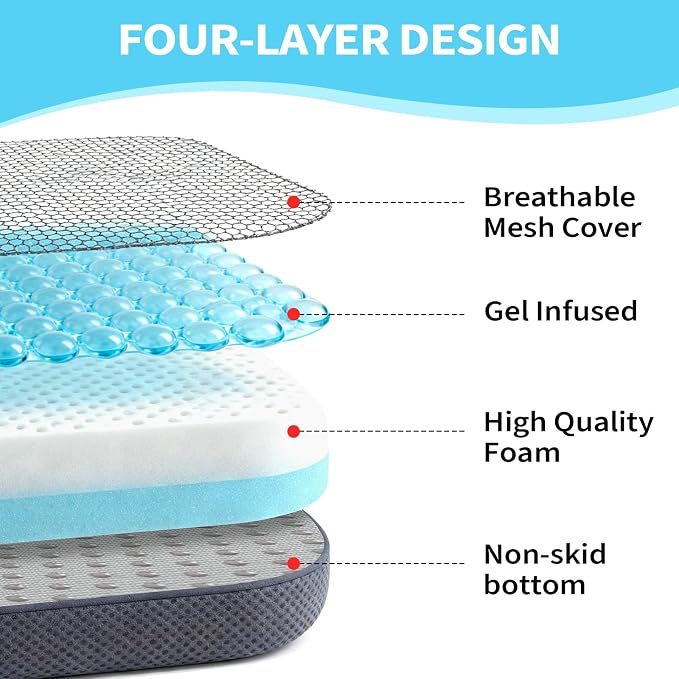 Large Memory Foam Seat Cushion, Non-Slip Cover Chair Pad - Image 4