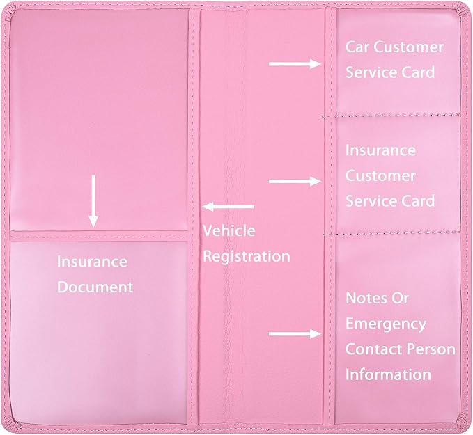 Wisdompro Car Document Holder Organiser, PU Leather Vehicle Insurance and - Image 3
