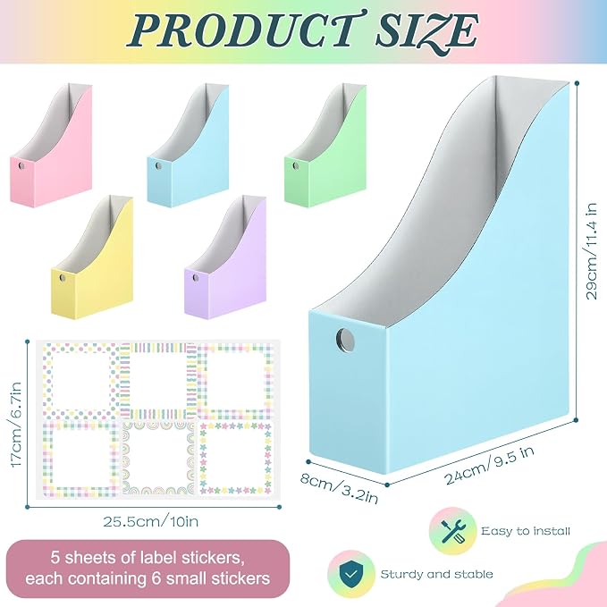 Pasimy 25 Pcs Pastel Cardboard Magazine File Holder Magazine Organizer Book Bin - Image 2