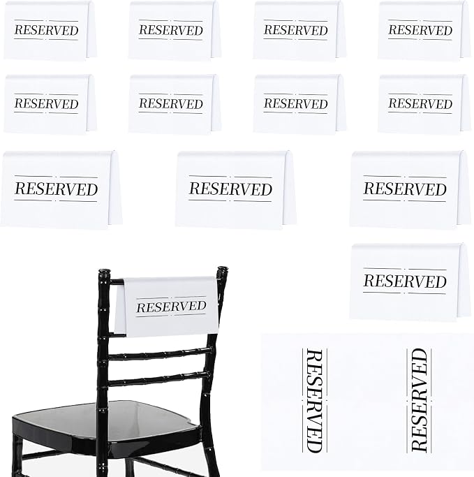 12 Pcs Reserved Seating Signs Reserved Chair Sign Printed Placeholder by Unknown