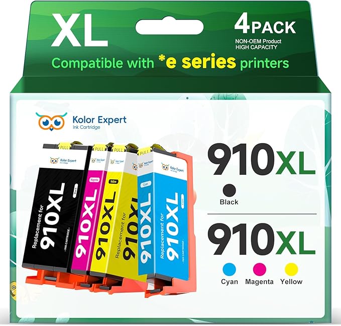 910XL Ink Cartridges Combo Pack Replacement for HP 910XL Ink Work with HP OfficeJet Pro 8025e 8022e 8015e 8028e 8035e 8020 8022 8025 8035 Printer (Black, Cyan, Magenta, Yellow)-DeskLoop Office