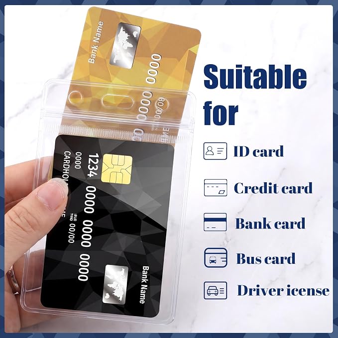 200 Pack Vertical ID Badge Holders Clear Plastic Waterproof Card Holder - Image 4