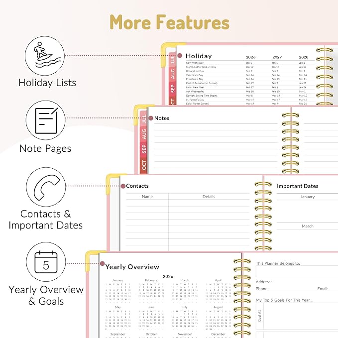 Forvencer Academic Planner 2026-2027, Hardcover Calendar Planner Weekly & - Image 5