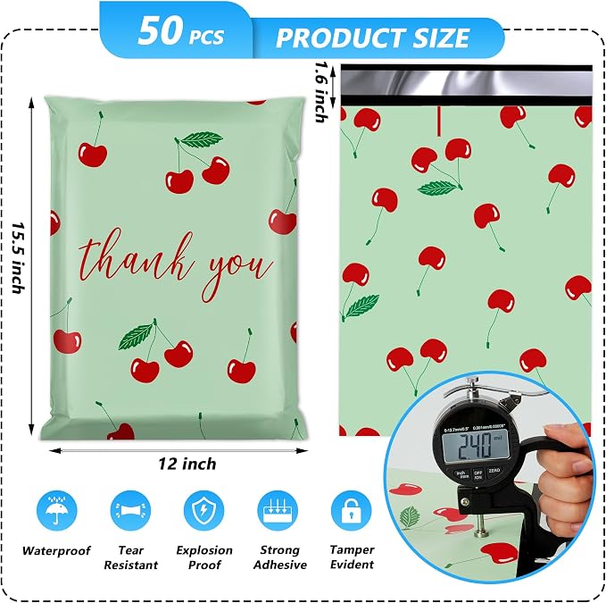 Thank You Poly Mailer 12x15.5 Inch 50 Pcs, Waterproof and Tear-Resistant - Image 2