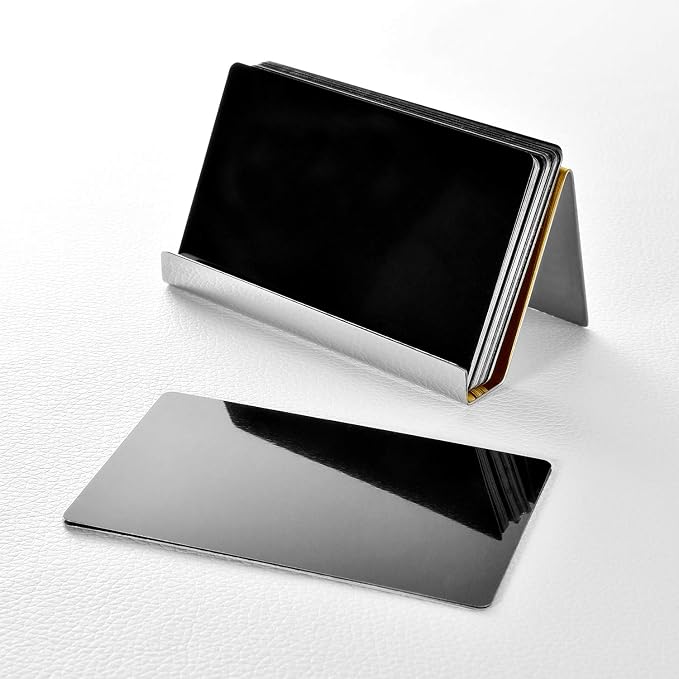 Maxdot 2 Pack Stainless Steel Business Cards Holders Desktop Credit Name Card - Image 3