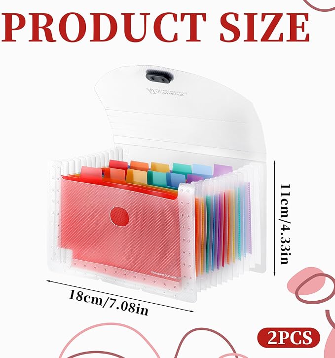 2PCS 13 Pocket A6 Receipt Coupon Organizer, Portable Small Accordion File - Image 2