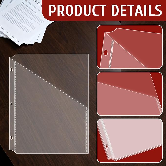 15Pack 3 Hole Punch Clear Plastic Document Folders, Organized Up Poly - Image 3