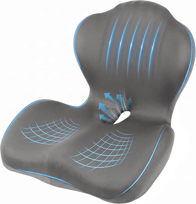 Car Seat Cushion with Lumbar Support Pillow, Memory Foam Office Chair Cushion by Nisuez