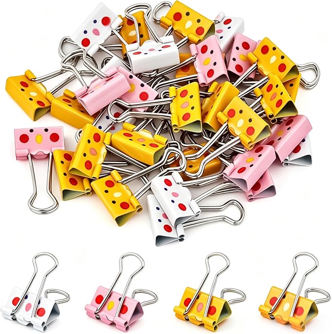BAYTORY 32Pcs Cute Binder Clips, 3/4 Inch Small Binder Clips, Colored Paper Clip by BAYTORY