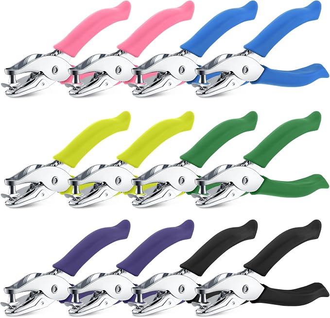 Chumia 12 Pieces Single Hole Punch Handheld 1/4 Inch Hole Paper Punch by Chumia