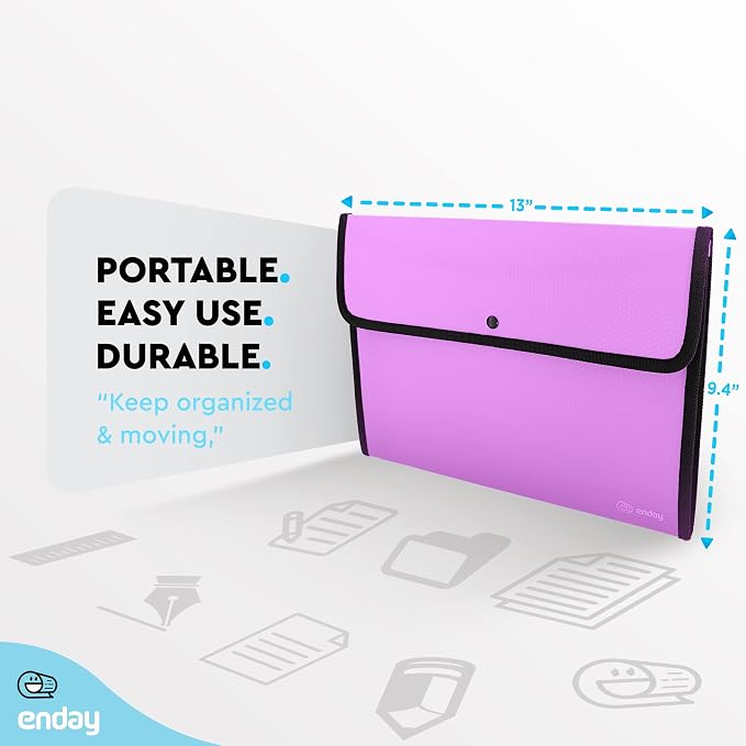 Enday Square Flap Plastic File Holder, A4 Letter Size, Snap Closure - Image 5