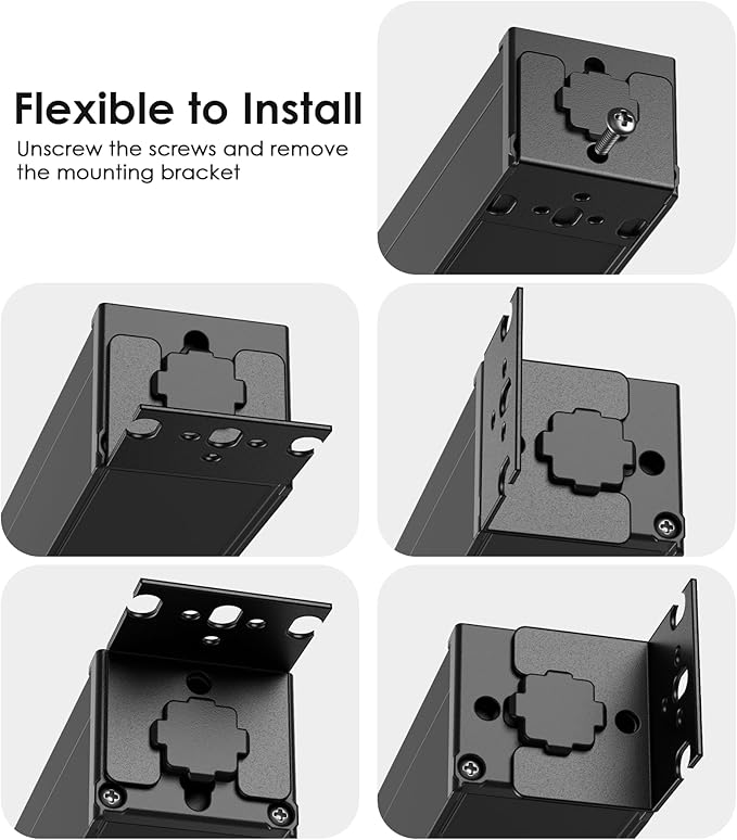 JUNNUJ Heavy Duty Power Strip Wall Mount, 20 Amp Surge Protector 1200J Metal 8 Outlet Under Desk Mounted 20A, Garage Power Table Socket Industrial Outlets 6-20R T-Slot, Black-10FT 12AWG Extension Cord-DeskLoop Office
