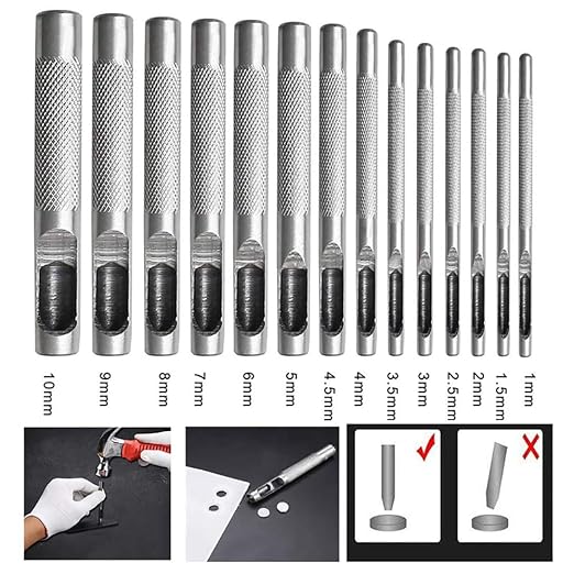 Leathe Punch Set Heavy Duty Round Hole Punch Set Leather Hole Tool, - Image 2