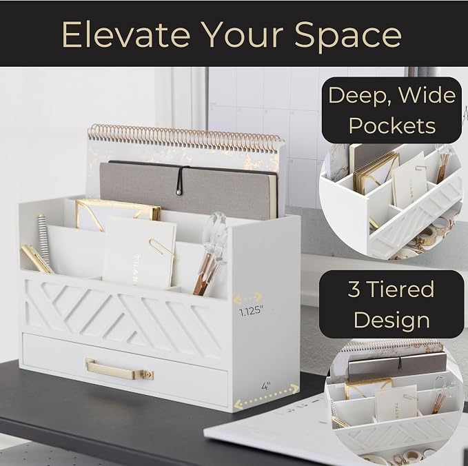 BLU MONACO White Wooden Mail Organizer - Image 3