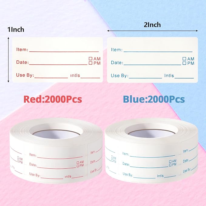8 Rolls 4000 Pieces Removable Food Labels | 1 x 2 Inch Date Stickers - Image 2