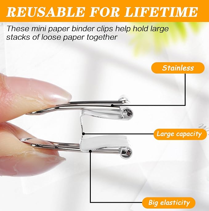 Jetec 300 Pcs 0.75in/19mm White Metal Material Binder Clips Bulk Medium - Image 5