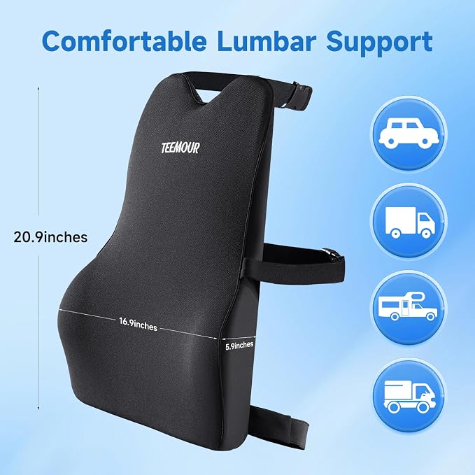 Teemour Lumbar Support Pillow for Car Seat, Memory Foam Back Support Pillow - Image 5