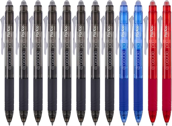 ParKoo Retractable Erasable Gel Pens Clicker Fine Point 0.7 mm, No Need by Parkoo