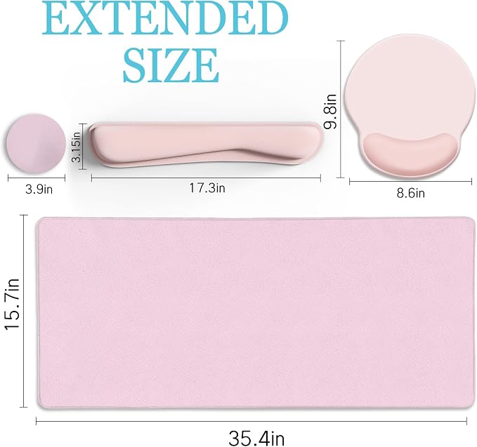 LIMKRIAN Pink Mouse Pad Set, Complete XXL Desk Mat - Image 4