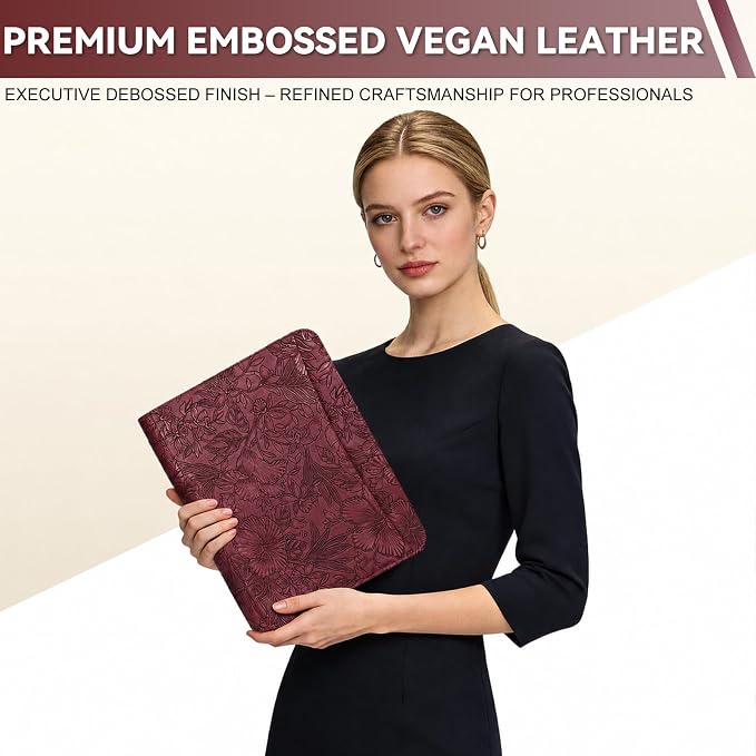 Leathario Portfolio Binder, Includes 5 Sheet Protectors and a Pen, 13 Inch - Image 6