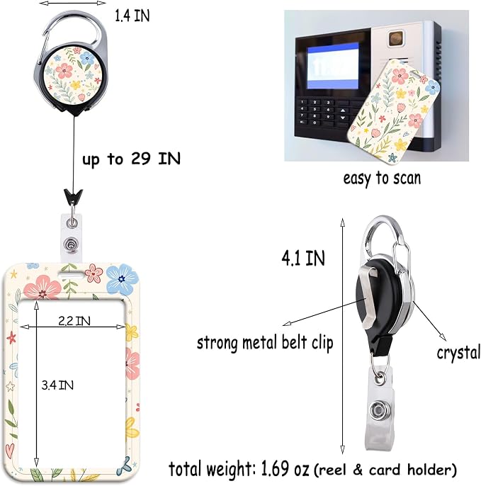 Cute Blue ID Badge Holder Love Heart Retractable Badge Holder Reel Clip - Image 5