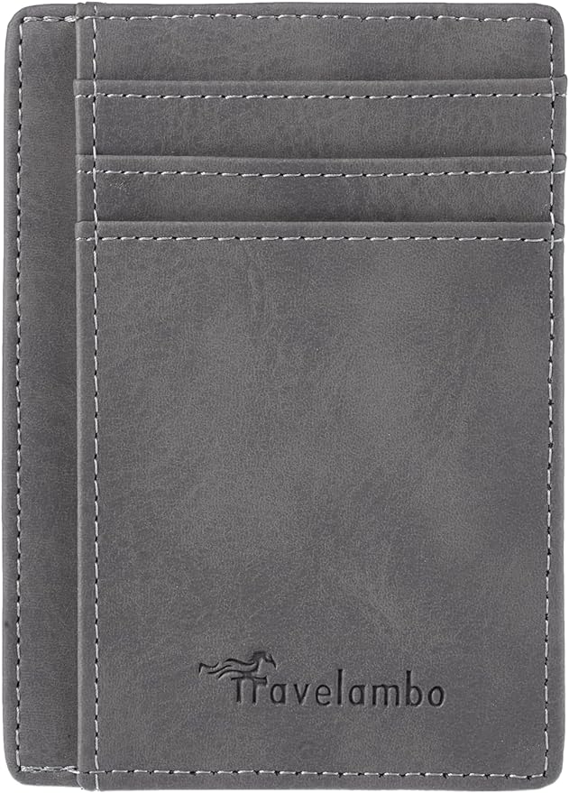 Travelambo Slim Wallet Front Pocket Minimalist Leather RFID Blocking Medium Size - Image 4