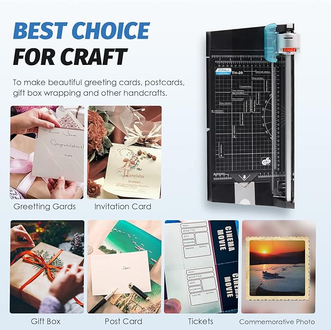 12 Inch Rotary Paper Cutter Heavy Duty, Paper Trimmer with 4 Different Blades for Straight/Wave/Dotted/Creasing Line, Suitable for Cutting Paper Coupons Photos Postcards Scrapbook-DeskLoop Office