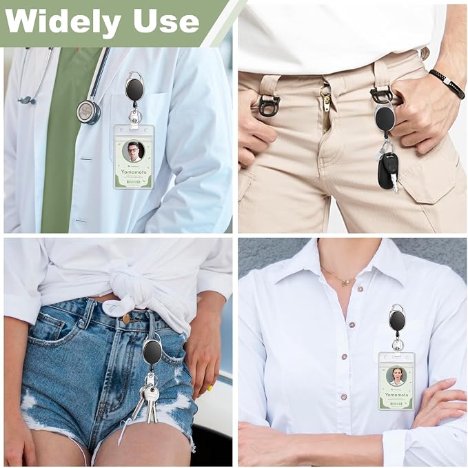2 Pack ID Badge Holder with Badge Reels Retractable Clip Heavy Duty Vertical - Image 7
