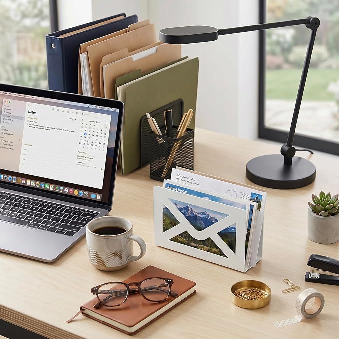 MyGift White Metal Desktop Mail Holder - Image 2