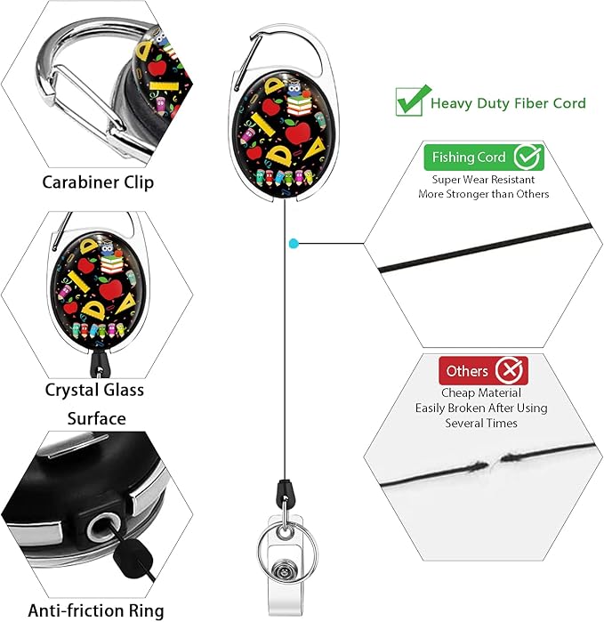 Cute Teacher Lanyards for Id Badges and Keys, Retractable ID Badge Holder - Image 6