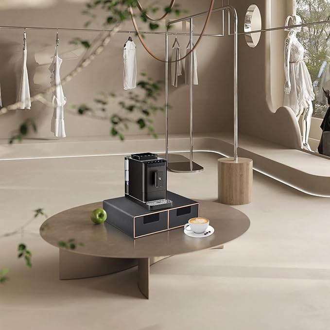 Linen Leather Desk Organizer and monitor stand with Drawers－Mini Desktop Drawer Organizer Stackable－Tabletop Organization Storage Box for Office Supplies Home Vanity Toiletries (Black, 2-drawers)-DeskLoop Office