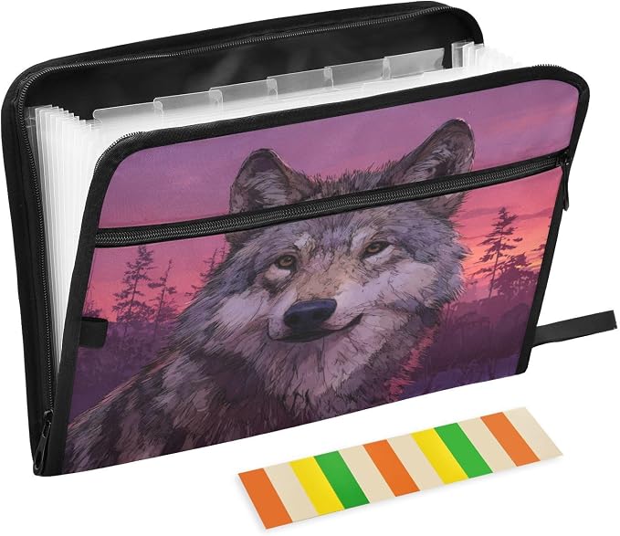 Wolf Purple Accordion File Organizer Expanding Document Folder by Unknown