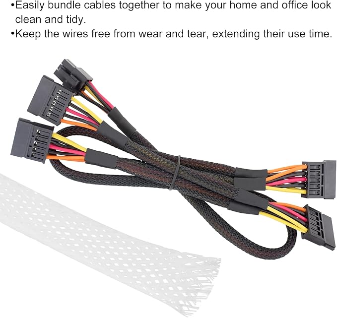 25ft PET Expandable Wire Loom 1/4 Inch, PET Braided Wire Sleeving Cable - Image 4