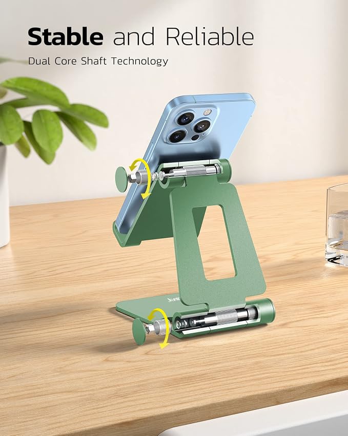 Nulaxy Dual Folding Cell Phone Stand, Fully Adjustable Foldable Desktop Phone - Image 4