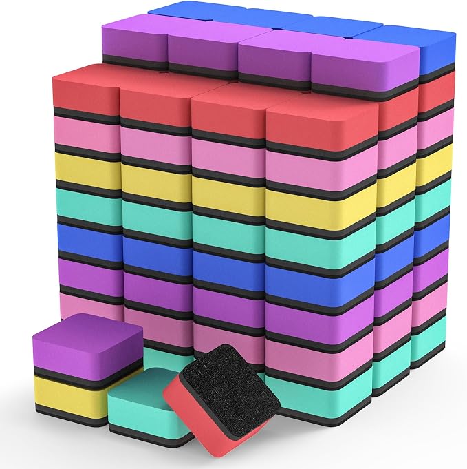 MaxGear Dry Erase Erasers, 108 Pack Magnetic Whiteboard Erasers, 6 Colors | by MaxGear