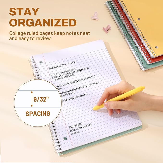 SUNEE Spiral Notebooks, 3 Pack, College Ruled Paper, 70 Sheets per Notebook - Image 5