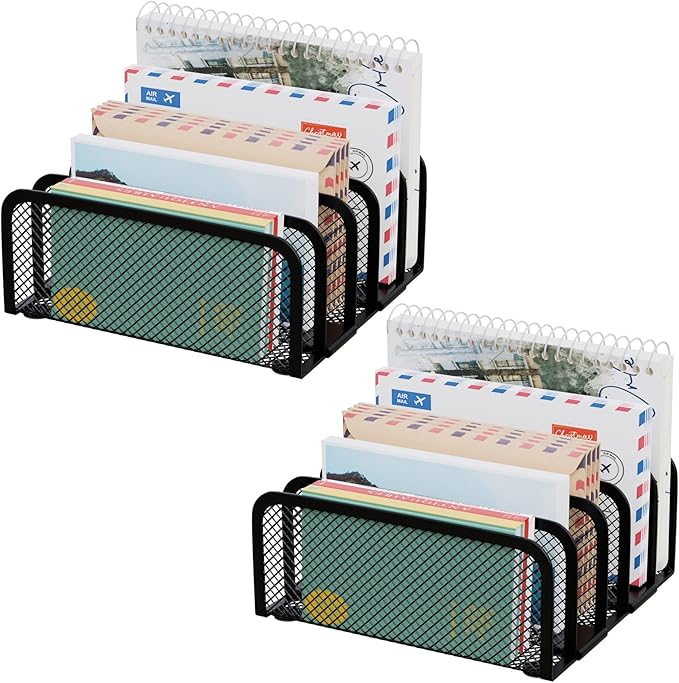 Mail Organizer Countertop 2 Pack, Metal File Holder by GDINDINFAN
