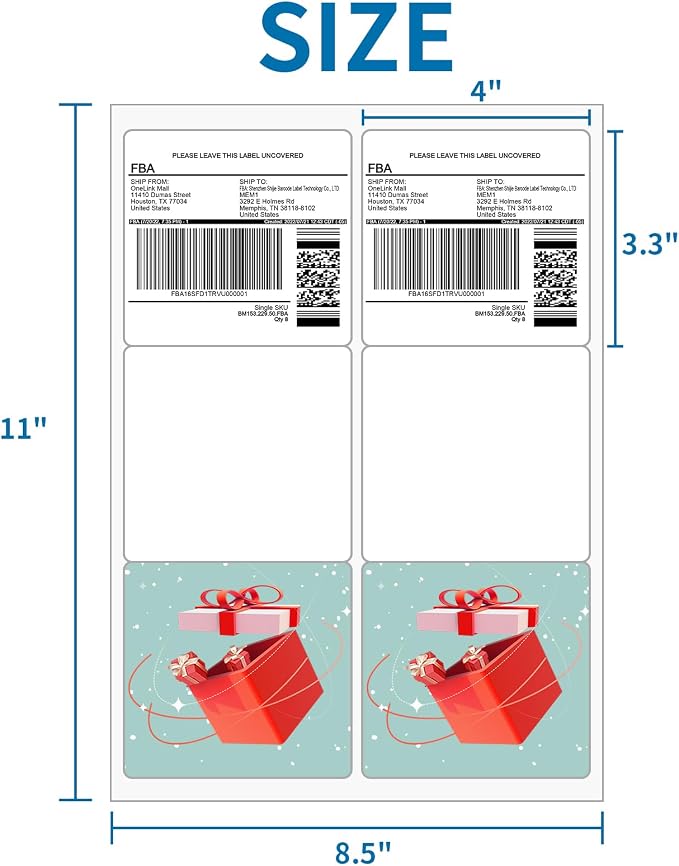 Shipping Labels 3 1/3"x4" Printable White 6 up Labels - Image 2