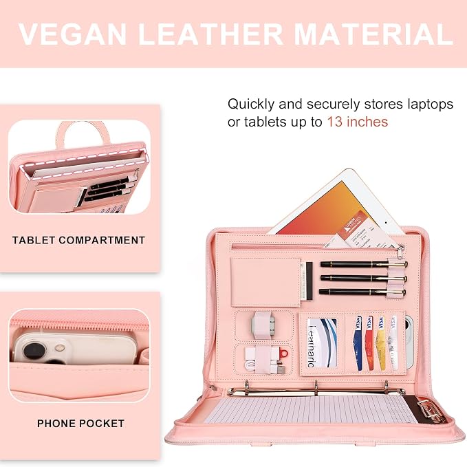 Leathario Portfolio Binder, Includes 5 Folder Index Dividers, 13 Inch Tablets - Image 6