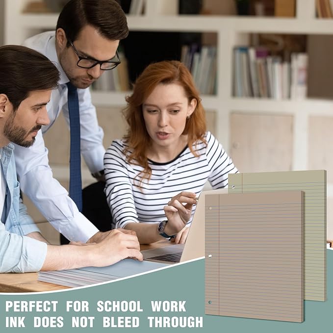 PerKoop 400 Sheets Colored Loose Leaf Paper 8.5" x 11" college ruled Lined 3 Hole Punched notebook Filler Paper for 3 Ring Binders Office School Supplies (Morandi Colors)-DeskLoop Office