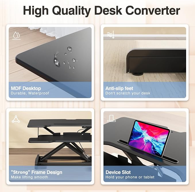 JYLH JOYSEEKER Standing Desk Converter 32 inch, Height Adjustable Sit Stand - Image 5