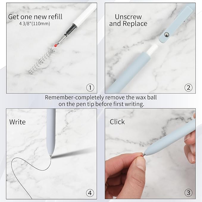 Gel Pen Refills 0.5 for Click pens, Quick Drying Ink Pen Refills Black Smooth - Image 6