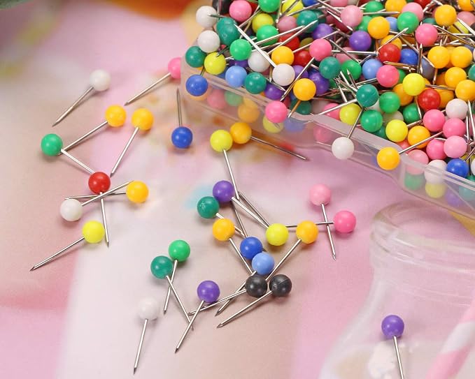 Tupalizy 1/8 Inch Small Round Ball Head Decorative Push Pins Map Thumb Tacks - Image 2