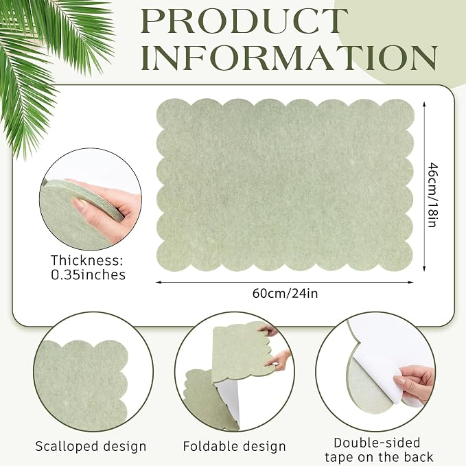 Mooliwe Scalloped Felt Bulletin Board Foldable Pin Cork Board Alternative - Image 2